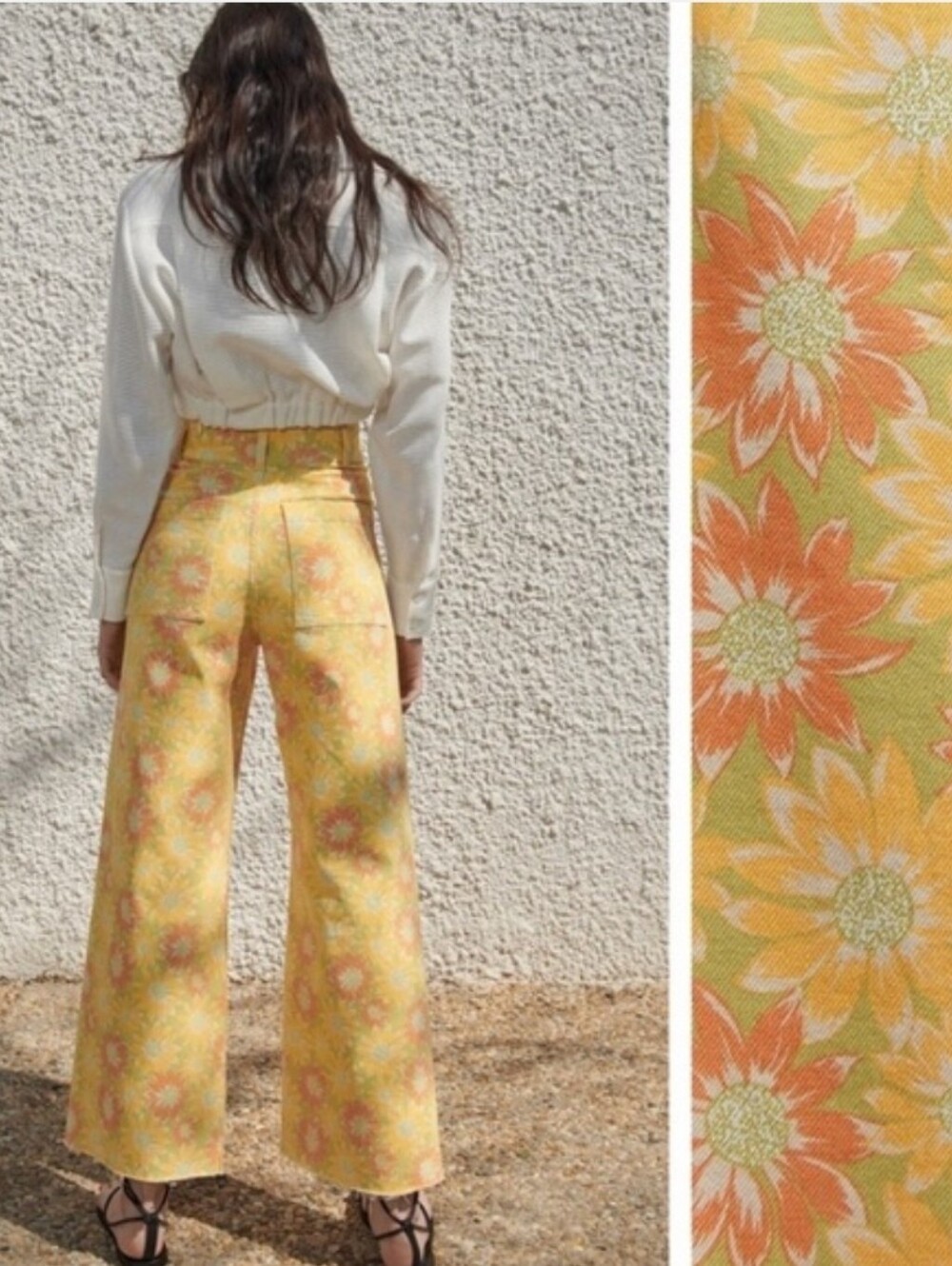 ZARA Orange/Yellow Floral Print The Marine Straight In Sunflower Print.